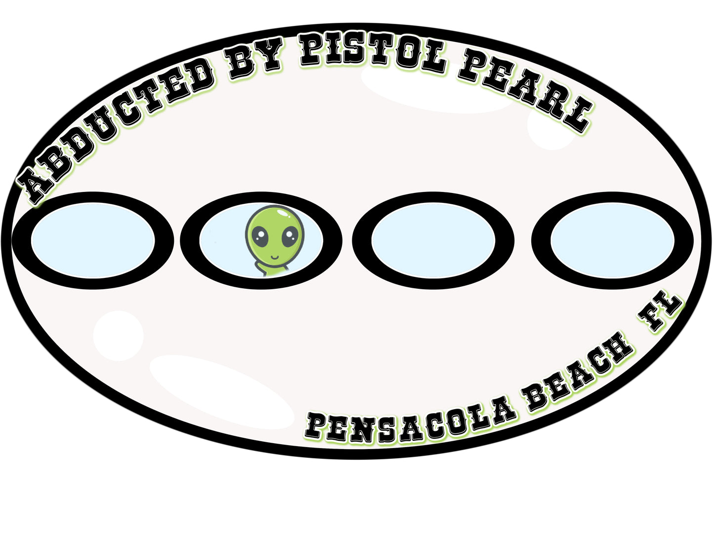 Abducted by Pistol Pearl Spaceship Sticker